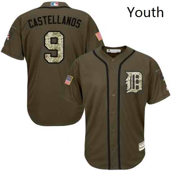 Youth Majestic Detroit Tigers 9 Nick Castellanos Authentic Green Salute to Service MLB Jersey